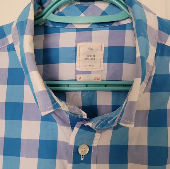 Gap Men's long sleeve dress shirt checkered blue - Picture 2 of 2